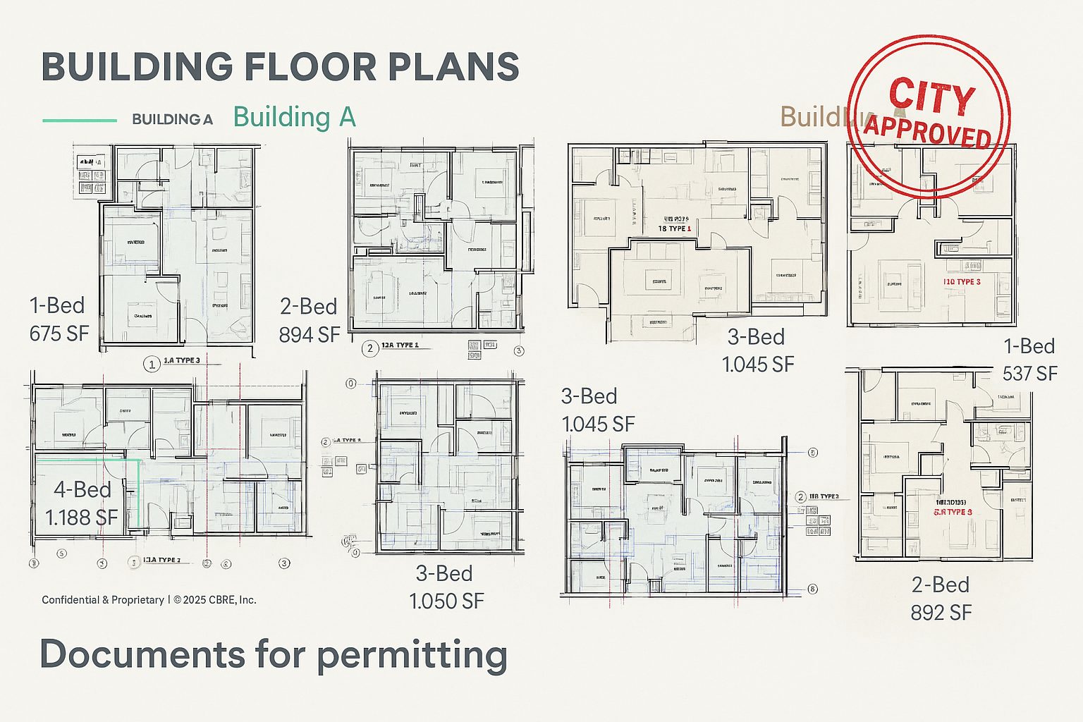 City approved building floor plans for a BC Legacy multi-family project